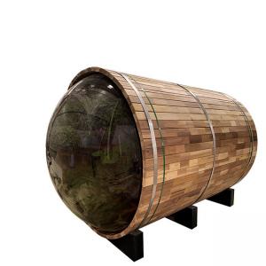 China Red Cedar Wood Barrel Sauna 180x240CM Outdoor Saunas with Panonamic supplier