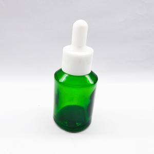 China Green Essential Oil 30ml Sloping Shoulder Bottle Plastic Cap Dropper supplier