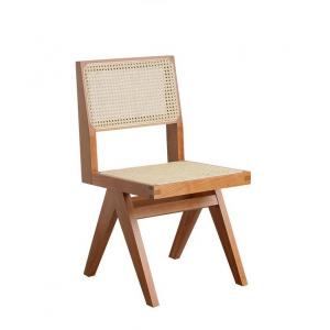 Nordic rattan weaving household simple creative make-up chair backrest homestand casual dining room solid wood chair