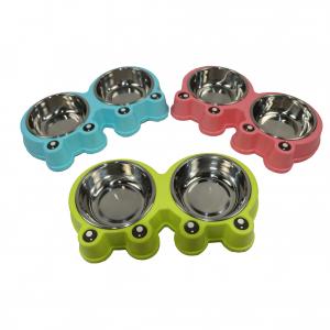 China Dog Crate Bowls Stainless Steel Puppy Bowls 2 Bowl/Pot Resin Base For Large Dogs 48 Oz 32 Oz 64 Oz supplier