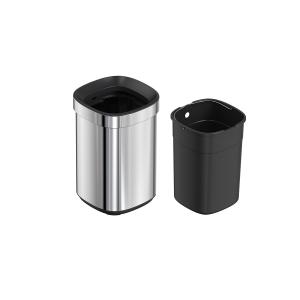 China 8L/12L/20L/30L Cube de stockage ménager en acier inoxydable SS Cube à ordures rectangulaire sans couvercle Cube à ordures supérieur ouvert pour le bureau supplier