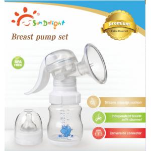 China Sundelight PP SILICONE BPA Free Manual Breast Pump With Bottle supplier