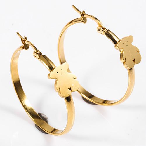 Customized Pattern Gold Engraved Hoop Earrings , Stainless Steel Clip On Hoop