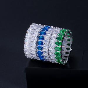 China Hot Sale Rainbow CZ Ring For Women Fashion Engagement Wedding Ring Top Quality Charm Ring Jewelry supplier