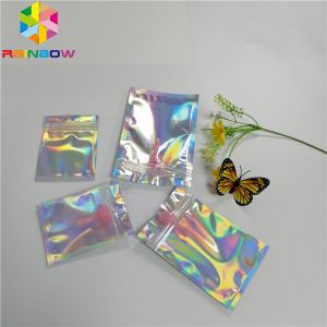 Clear Front Hologram Foil Pouch Packaging Three Side Seal Bags Recyclable k