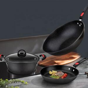 China Black Non Stick Cast Iron Cookware Set  Medical Stone Cookware Set supplier