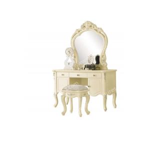 White antique styled furniture vanity dresser with mirror