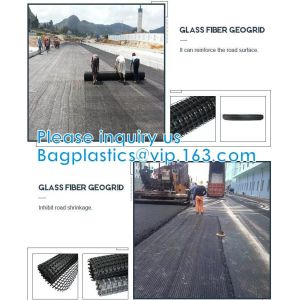 Fiber Geogrid For Road Building Construction Fiberglass Biaxial Geogrid With Nonwoven Geotextile Soil Stabilization
