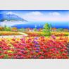 China Red Poppy Floral Oil Painting Mediterranean Sea Oil Paintings By Knife wholesale