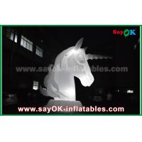 China Full White Oxfiord Cloth Inflatable Horse Unicorn With LED Light on sale