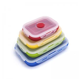 China Collapsible Silicone Children Bento Box With Plastic Lid supplier