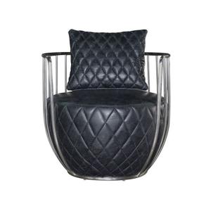 China Industrial Vintage Caged Leisure Black Leather Swivel Chair Living Room Distressed supplier
