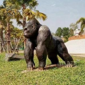 BLVE Bronze Gorilla Statue Copper Metal King Kong Sculpture Large Outdoor Garden