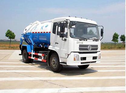 Large Capacity Vacuum Sewage Suction Truck , 10cbm Fecal Suction Truck