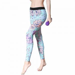China CPG Global Women's Gyg Legging Sport Running Pants Yoga  Floral Blue Print  High Quality HK17 supplier