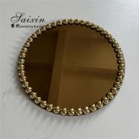 China Red Gold Plastic Charger Plate With Beaded Rims 13 In Mirror Glass Plate on sale