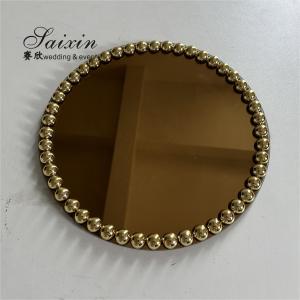 Red Gold Plastic Charger Plate With Beaded Rims 13 In Mirror Glass Plate