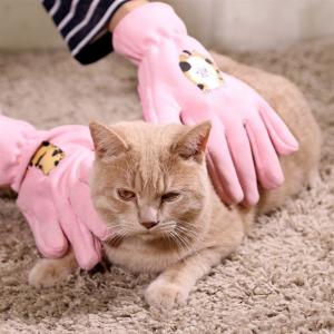 Pink Professional Pet Grooming Gloves Bath Cleaning Glove For Cat / Dog