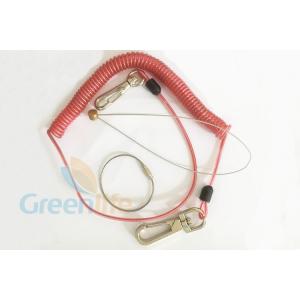 Red Stainless Steel Bungee Cord Lanyard Carabiner End Fittings With Snap Clips