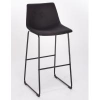 China Black Kitchen Upholstery Bar Stools With Leather Seats With Middle Back And Steel Leg on sale