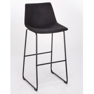 Black Kitchen Upholstery Bar Stools With Leather Seats With Middle Back And Steel Leg