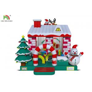 Red / White Color Inflatable Bouncy Castle House With Christmas Tree For Business