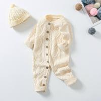 China Custom Baby Winter Bodysuit 100% cotton Cable Knitted New Born Baby Rompers Sweaters Sets With Hats on sale