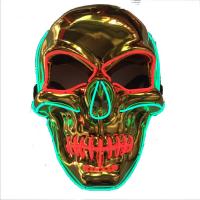 China Halloween Scary Skeleton Light Up Full Face Mask Glowing In The Dark  Adults Gold on sale