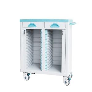 China ABS Patient Records Medical Storage Trolley Green Blue 470*410*880mm Silent Wheels supplier