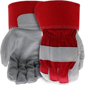 灰色の赤い手の皮手袋は安全高い摩耗の抵抗力がある手袋S - XXL --を働かせる