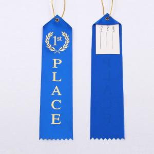 China Fancy Custom Award Ribbons Blue / Red / White Color Hot Stamping Printing supplier