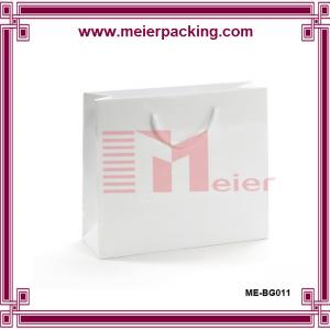 Promotional white hard paper bag,cute coated paper bag with rope handle for sale