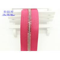 China High Polished Gold Long Chain Zipper Pink Polyester Tape For Garments / Bags on sale