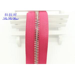 China High Polished Gold Long Chain Zipper Pink Polyester Tape For Garments / Bags supplier