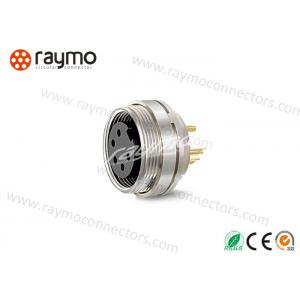 Rugged Solid Threaded Electrical Connector , 5 Pin Circular Connector High Contact Density