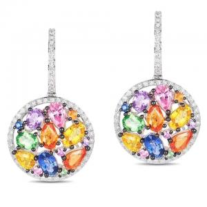 Color Change Stone Hot Selling Fashion Multi Color Round Shape Drop Earrings for Women Party