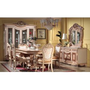 6 Chairs Carved Flower Dinning Room Set