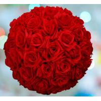 China Red Silk Artificial Rose Ball Hanging Ornaments Banquet 13cm on sale