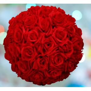 Red Silk Artificial Rose Ball Hanging Ornaments Banquet 13cm