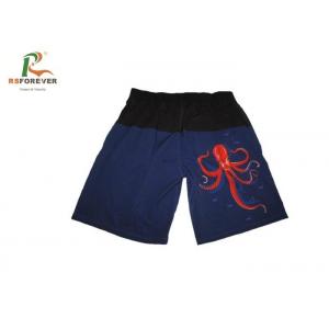 China Unique Style Mens Custom Printed Board Shorts With Flat Front Waist And Elastic Back Waist supplier