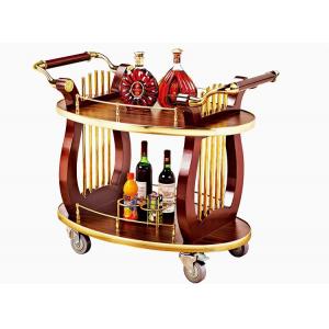 China 2 Shelves Black Wood Liquor Luxury Hotel Wine Trolley / Room Beverage Service Equipment supplier