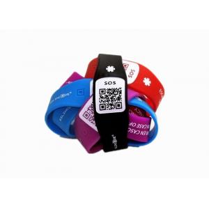 SOS QR Code Custom Silicone Wristbands , Silicone Medical ID Bracelets For Women / Men