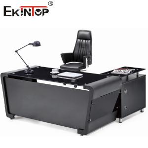 8mm Desktop Thickness Modern Glass Desk With Steel Legs For Office Building