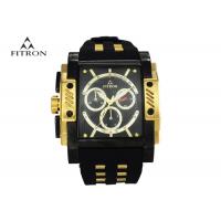 China Large Face Mens Watches , Rectangular Black And Gold Wrist Watch Anti Scratch on sale