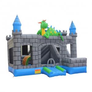 China 0.55mm PVC Dragon Cartoon Inflatable Jump House Blue Gray Green Color supplier