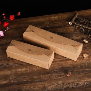 China Caja de embalaje de horneado de pasta personalizada Caja de caramelos de macarrones de papel Kraft Caja de pastel rectangular wholesale