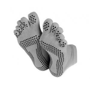 China Custom logo Grey Grippers/Trampoline Non-Slip Crew Yoga Toe Socks supplier