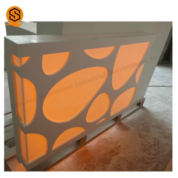 OEM ODM White Solid Surface Reception Desk With Led Light