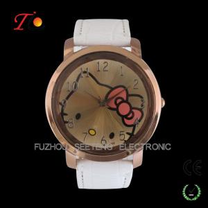 China Colorful PU leather strap watches for young girls and cute hello kitty  dial watch for sell supplier