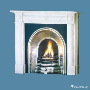 China marble White / Gray Marble Fireplace Surround , Durable Marble Tile Fireplace Hearth